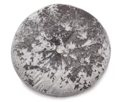 Jolie Gray Velvet Round Throw Pillow