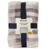 Broyhill Gray Plaid Velvet Plush Blanket