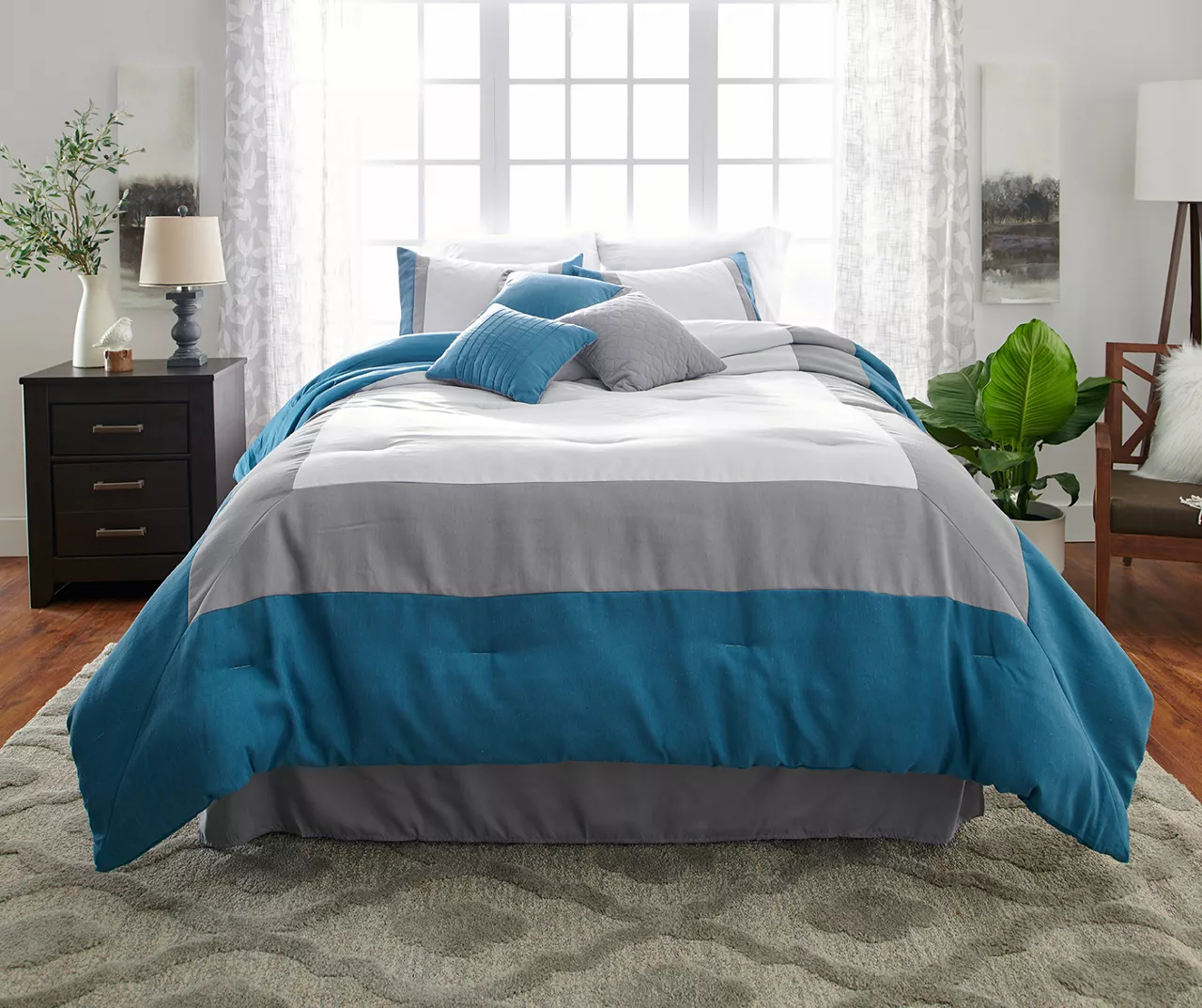 Vittorio Teal & Gray Comforter Set 1 Vittorio Teal & Gray Comforter Set