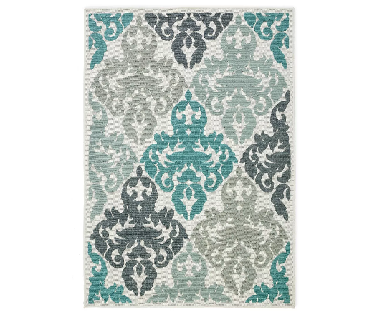 Broyhill Eastlake Teal & Gray Damask Outdoor Area Rug 1 Broyhill Eastlake Teal & Gray Damask Outdoor Area Rug