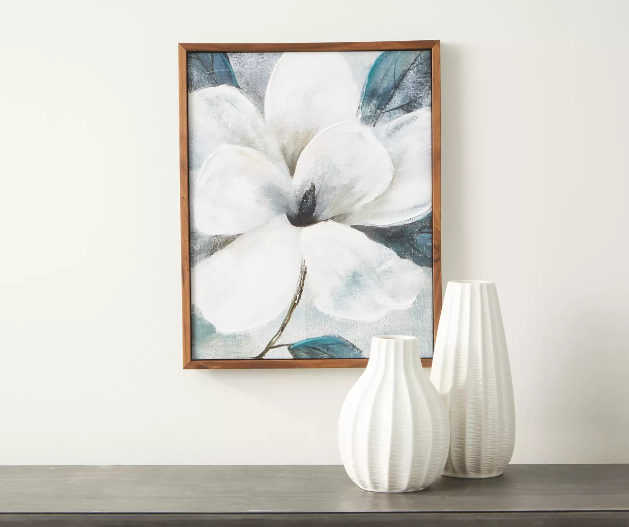 Framed White Floral Canvas 3 Framed White Floral Canvas - Image 3