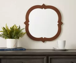 Brown Wooden Wall Mirror -Broyhill 810513688 2