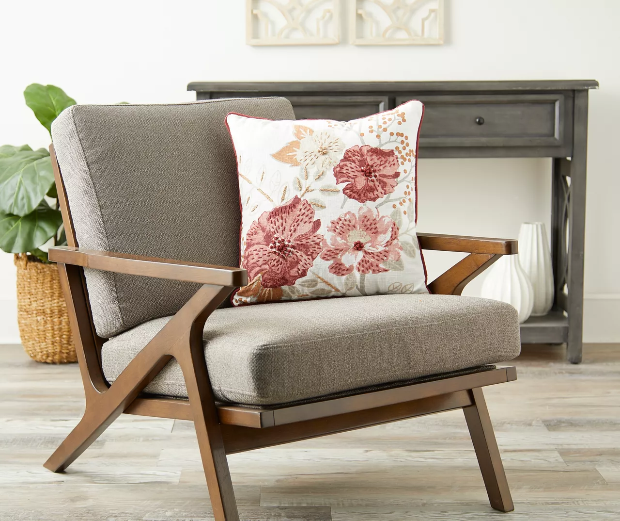 Rust Floral Throw Pillow 3 Rust Floral Throw Pillow - Image 3