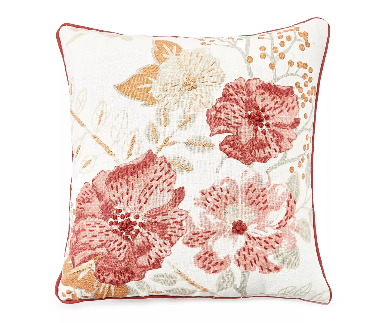 Rust Floral Throw Pillow 1 Rust Floral Throw Pillow