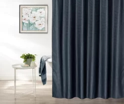 Denim Blue Embossed Waffle Shower Curtain