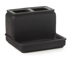 Matte Black Rubberized Toothbrush Holder