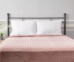 Sepia Rose Zigzag-Embossed Velvet Queen Blanket -Broyhill 810531011 810617574 4