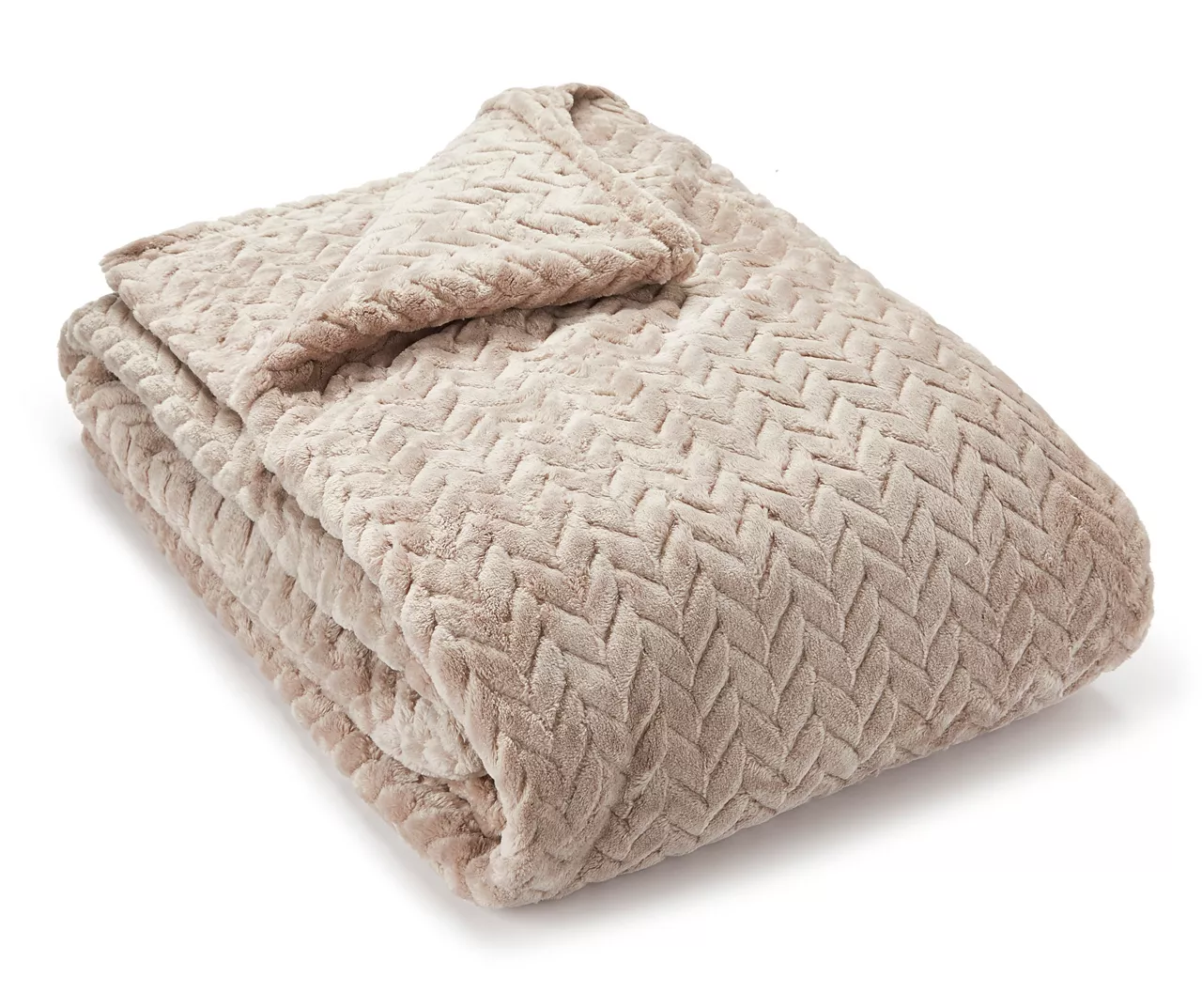 Tan Zigzag-Embossed Velvet Queen Blanket 2 Tan Zigzag-Embossed Velvet Queen Blanket - Image 2