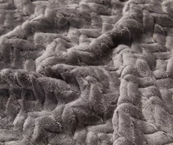 Atmosphere Gray Zigzag-Embossed Velvet King Blanket -Broyhill 810531014 2