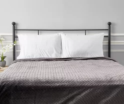 Atmosphere Gray Zigzag-Embossed Velvet King Blanket -Broyhill 810531014 4