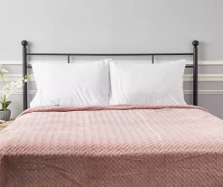 Sepia Rose Zigzag-Embossed Velvet King Blanket -Broyhill 810531015 810617577 5