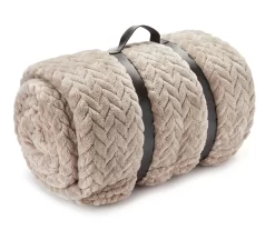 Broyhill 27 Tan Jacquard Supreme Velvet King Blanket