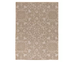 Sandpointe Tan & Ecru Damask Outdoor Area Rug, (5' X 7') -Broyhill 810546500 810546501 810546502 1
