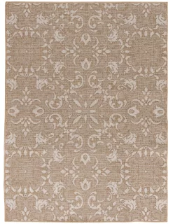 Broyhill Sandpointe Granite & Ecru Damask Outdoor Area Rug -Broyhill 810546509 810546512 1