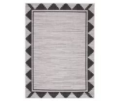 Broyhill Gray & Black Geometric Border Indoor/Outdoor Area Rug