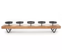 Wood & Metal 5-Tier Pillar Candle Holder