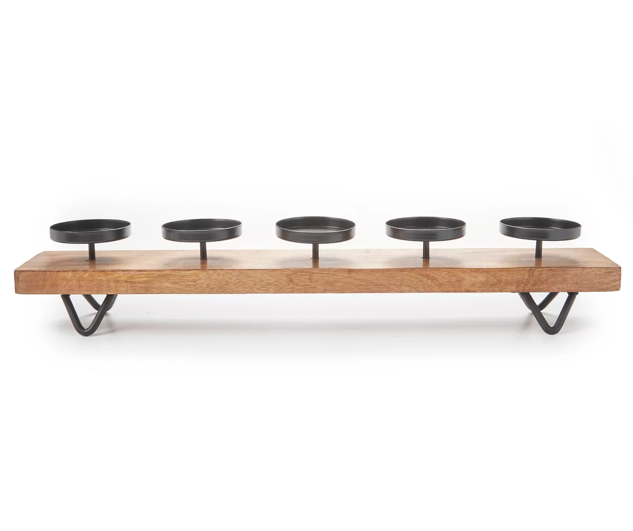 Wood & Metal 5-Tier Pillar Candle Holder 1 Wood & Metal 5-Tier Pillar Candle Holder