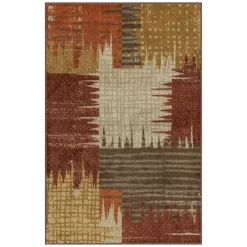 Broyhill Brown & Red Abstract Patchwork Accent Rug -Broyhill 810557651 1