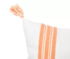 White & Orange Embroidered Stripe Tassel-Accent Throw Pillow 5 White & Orange Embroidered Stripe Tassel-Accent Throw Pillow -Broyhill 810557804 2