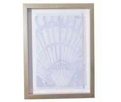 Light Blue Shell Fringe-Trim Framed Wall Plaque