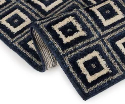 Klein Navy Square Pattern Runner Rug, (2' X 7') -Broyhill 810562954 2