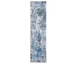 Harvey Blue & Gray Abstract Runner Rug, (2' X 7')