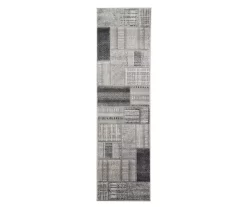 Destan Charcoal & Gray Patchwork Runner Rug, (2' X 7')