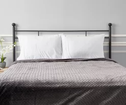 Charcoal Chevron Embossed Velvet Queen Blanket -Broyhill 810573788 810573789 4