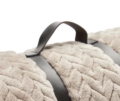 Tan Chevron Embossed Velvet Queen Blanket -Broyhill 810573799 810573801 3