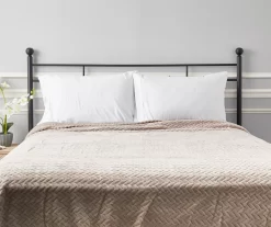 Tan Chevron Embossed Velvet King Blanket -Broyhill 810573799 810573801 4 1