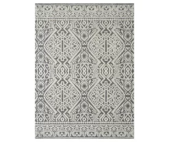 Aschot Gray Medallion Area Rug, (5' X 7')