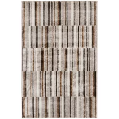 Bay Village Greige & Putty Block Stripe Area Rug, (6' X 9')