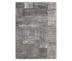 Hollyn Gunmetal Abstract Patchwork Area Rug, (5' X 7')