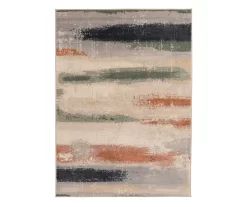 Hadlee Sand, Coral & Green Abstract Area Rug, (6' X 9')