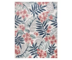 Broyhill 40 Nauru Blue & Pink Floral Outdoor Area Rug, (8' X 10')