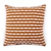 Golden Brown & White Tassel Stripe Throw Pillow