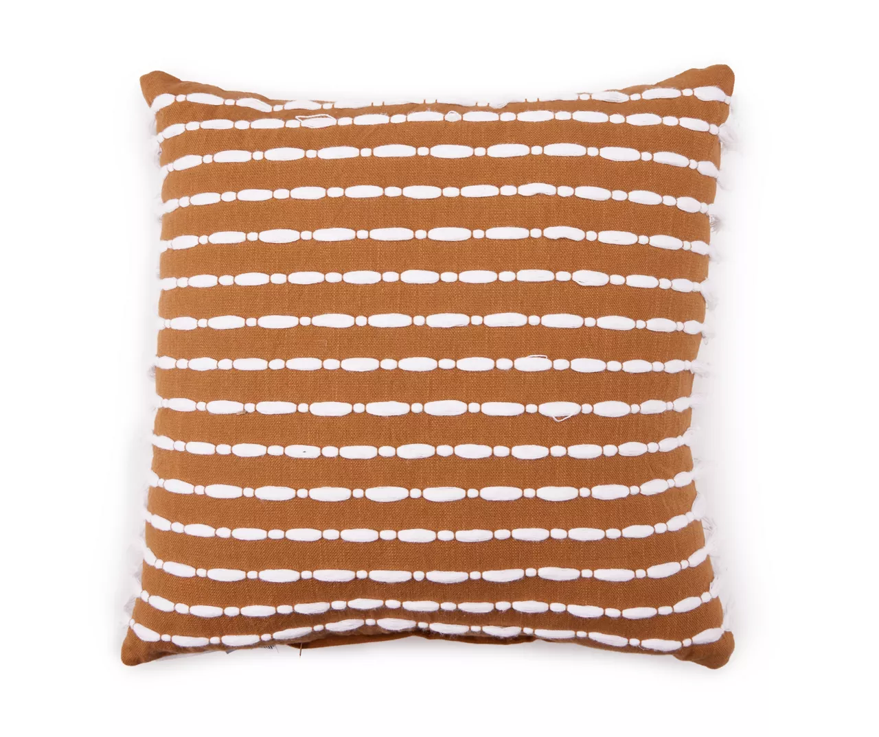 Golden Brown & White Tassel Stripe Throw Pillow 1 Golden Brown & White Tassel Stripe Throw Pillow