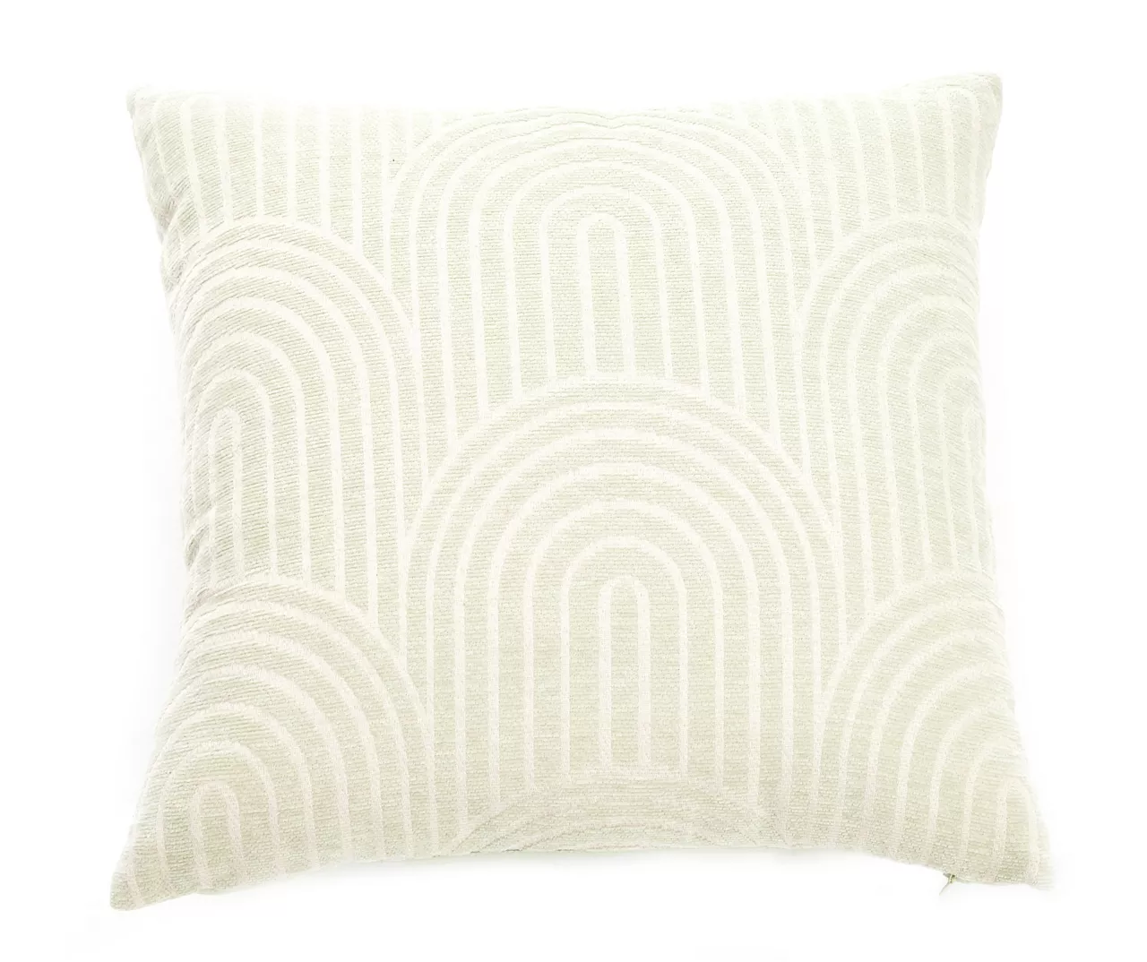 New Beginnings Fog Green & White Arch Chenille Square Throw Pillow 1 New Beginnings Fog Green & White Arch Chenille Square Throw Pillow