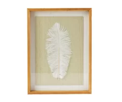 New Beginnings Green & White Feather Framed Wall Art