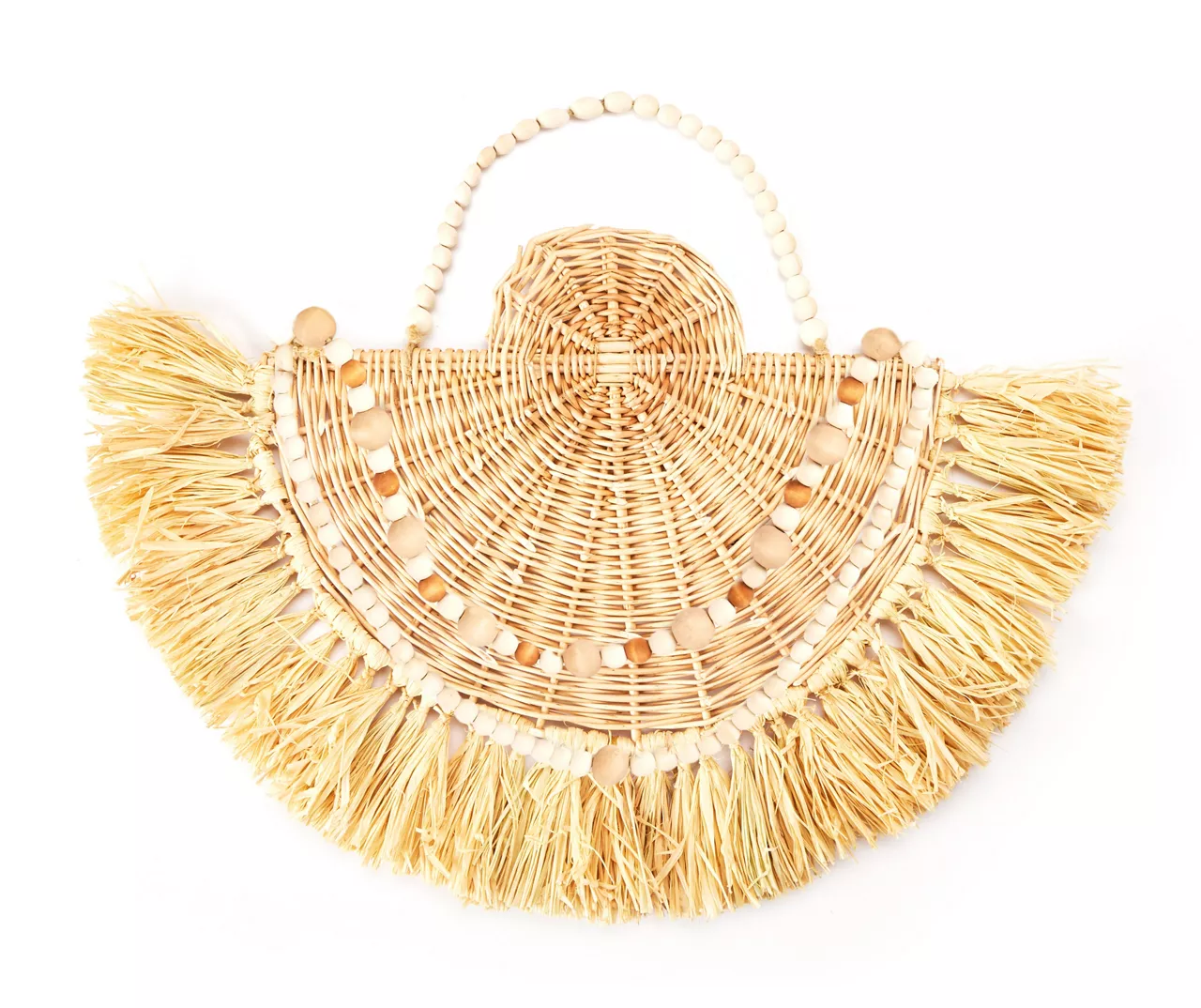 Wild Sedona Raffia & Beads Hanging Wall Fan 1 Wild Sedona Raffia & Beads Hanging Wall Fan