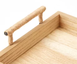 Light Brown Wood Tray With Metal Handles -Broyhill 810603807 A8 2