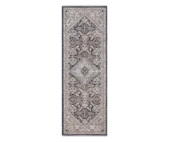 Armada Navy & Brown Medallion Runner Rug, (2' X 7')