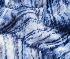 Blue & White Herringbone Twin/Full Plush Velvet Blanket -Broyhill 810609053 810609054 A8 2