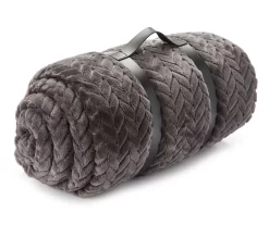 Atmosphere Gray Zigzag-Embossed Velvet Queen Blanket