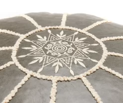 Moroccan Vegan Leather Pouf -Broyhill 810617353 A8