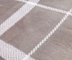 Gray & White Plaid Twin/Full Velvet Plush Blanket -Broyhill 810617548 810617522 A8 2 1