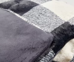 Black & White Buffalo Check Faux Fur King Comforter 7 Black & White Buffalo Check Faux Fur King Comforter -Broyhill 810617563 810617564 A8 4 2
