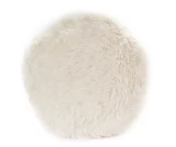 Cream Faux Fur Round Throw Pillow
