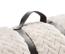 Whisper White Zigzag-Embossed Velvet Queen Blanket -Broyhill 810617573 A8 2