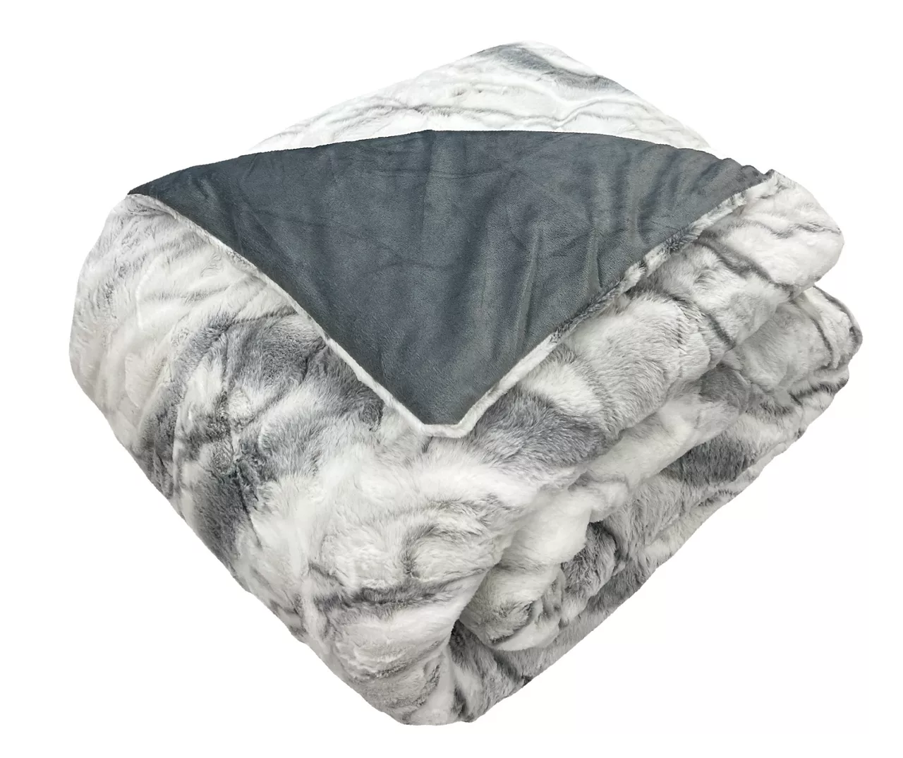 Gray Marble Print Faux Fur Full/Queen Comforter 2 Gray Marble Print Faux Fur Full/Queen Comforter - Image 2